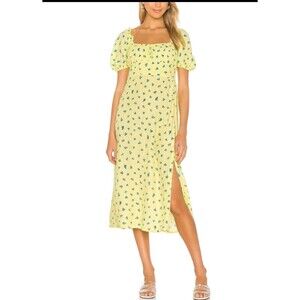 NWT FAITHFULL THE BRAND Bette Floral Midi‎ Dress in Yellow Size M (US 6) $189